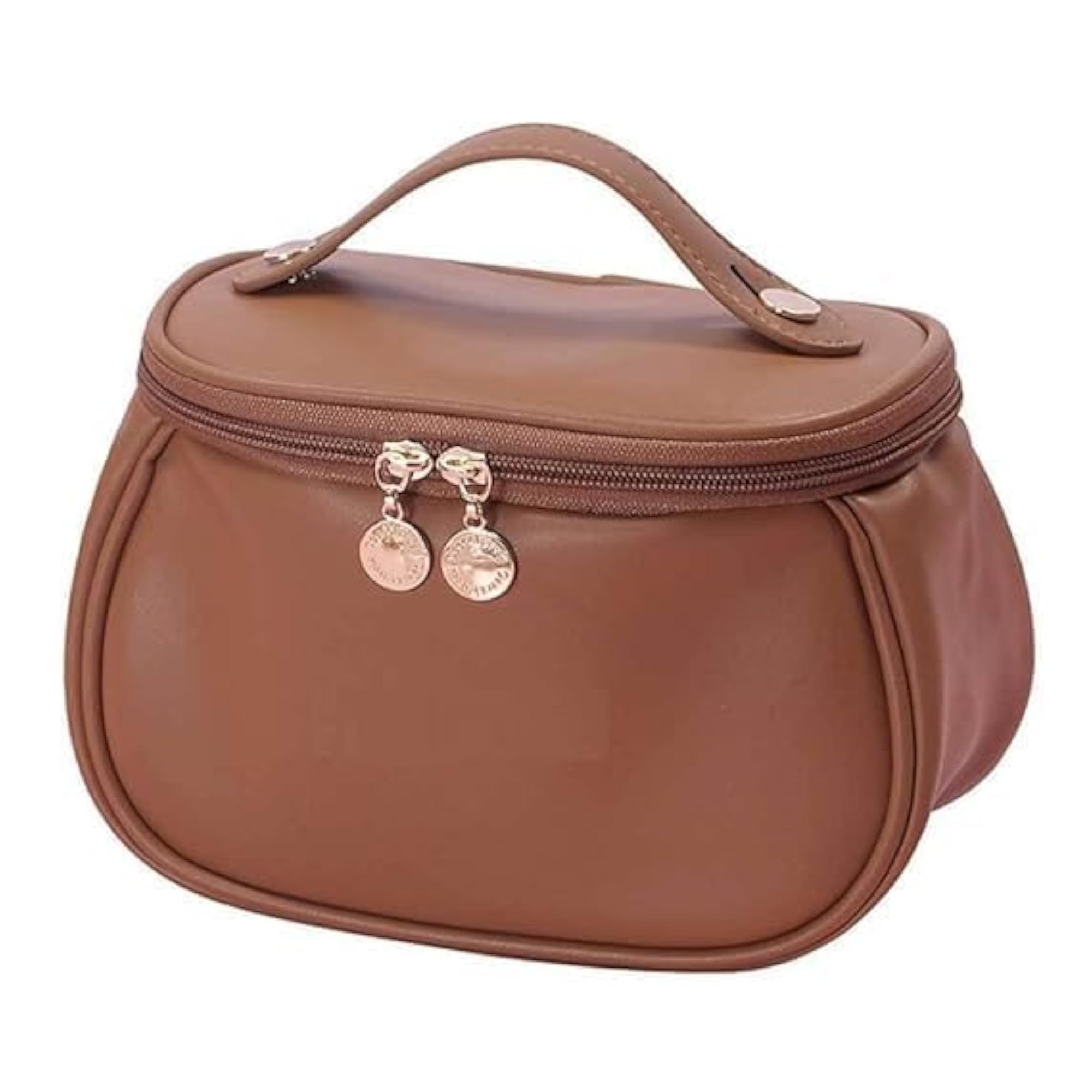 Large Capacity Leather Cosmetic Organizer Bag with Dividers